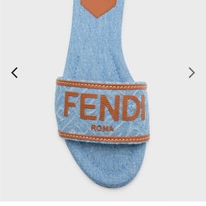 Fendi denim logo flat sandals
